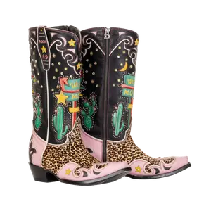 Double D Ranch Ladies Best Western Animal Print Black & Pink Boots DDL1066-1
