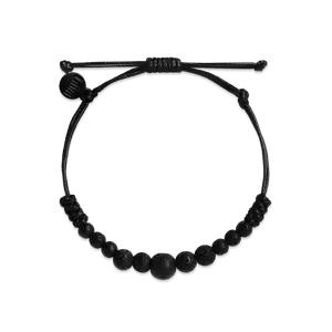 Black Lava Bead Pull String Bracelet - BLV-STR10