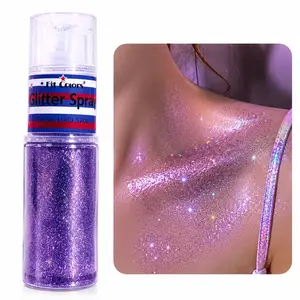 Glitter Spray for Hair and Face, Quick-Dry Long-Lasting Shimmer, Stage Body Glitter, Party Makeup for Holidays and Festivals, Shimmering Body Glitter