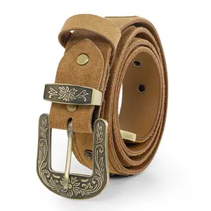 RAW HYD Leather Western Belts for Men - Cowboy Belts for Men - Mens Western Belt w/Embossed Buckle - 1.5" Wide Cowboy Belt