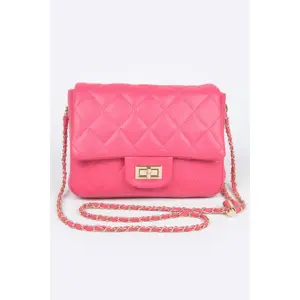 Quilted Faux Leather Flap Bag