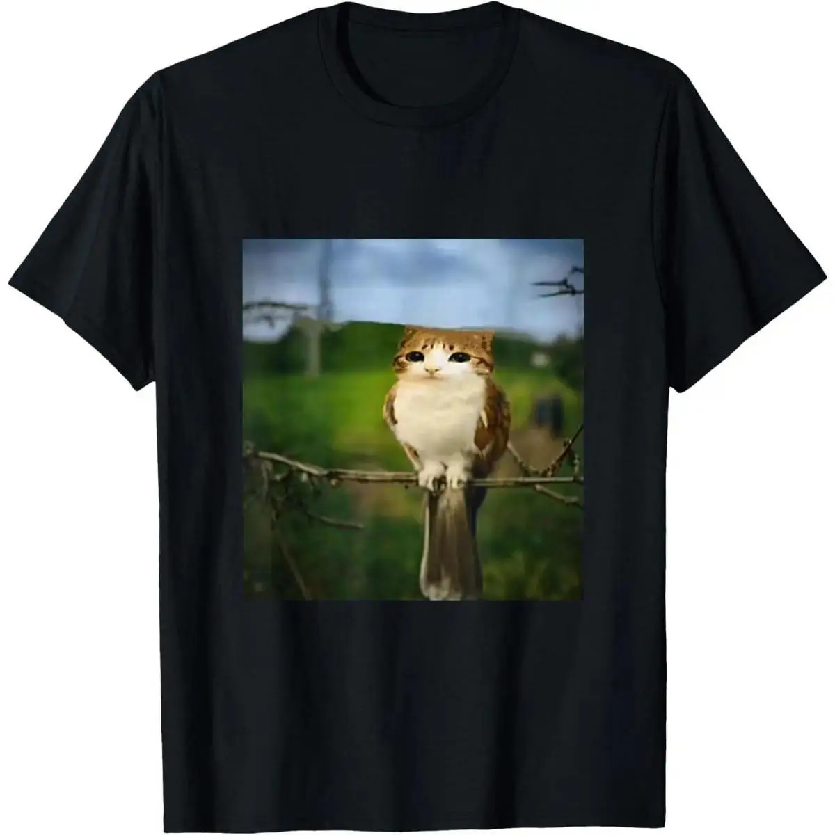 Vintage Meowl Cat Owl Graphic Tee | Retro Brainrot Gen Z Aesthetic T-Shirt | Heavyweight 100% Cotton Funny Meme Top | Trendy Abstract Humor Relaxed Fit Apparel | Soft Unique Weirdcore Gift | Edgy Urban Streetwear Outfit