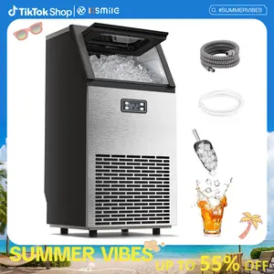 Kismile Commercial Ice Maker Machine, 2026 Upgraded 66lbs/80lbs/100lbs 24H Stainless Steel Ice Machine with 33lbs Storage Capacity, Self-Cleaning Freestanding Ice Maker for Home Bar Restaurant Office Outdoor