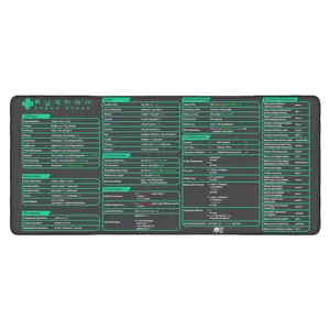 Python Cheat Sheet Desk Mat for software engineers, hackers and programmers, Quick Key, Large Anti-Slip Keyboard Pad, Python Mousepad