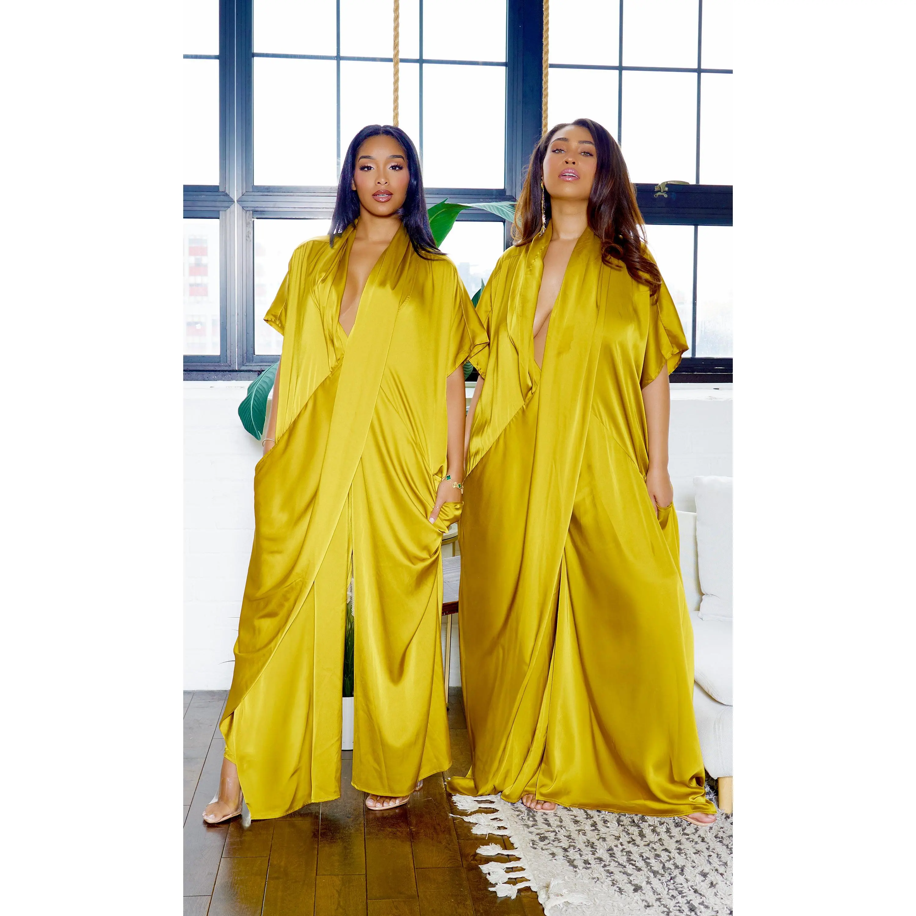 Luxe Drape Loose Fit Jumpsuit -  Chartreuse L2