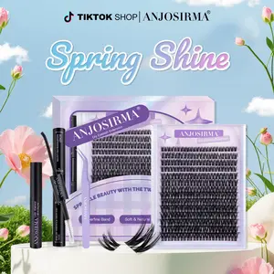 ANJOSIRMA Lash Clusters Kit with Long-lasting Lash Bond and Seal,Tweezers and Remover for DIY Eyelash at home for Natural Makeup girl gifts