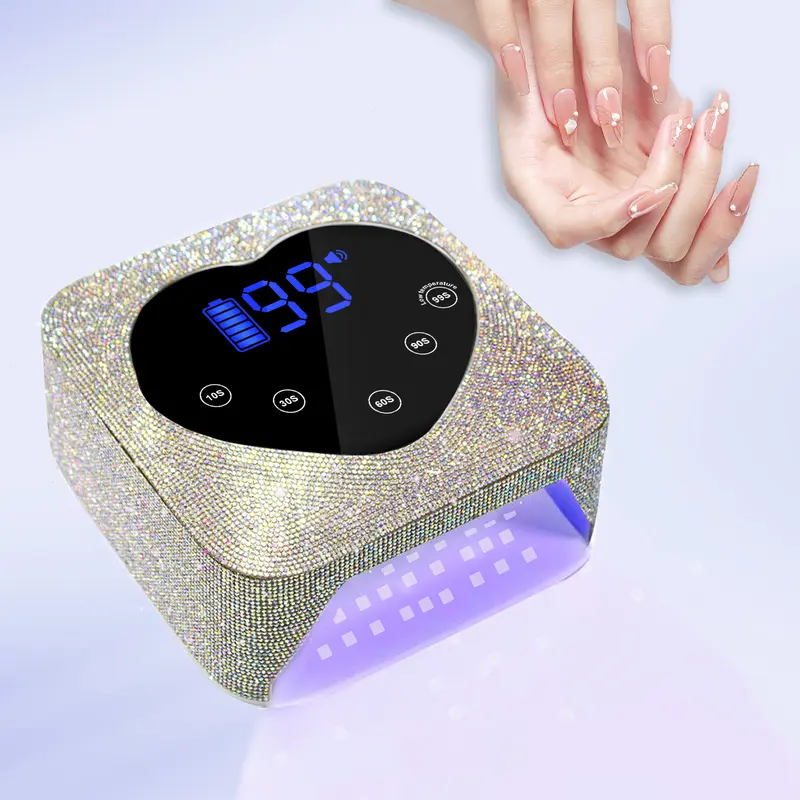 72W Cordless UV LED Nail Lamp, Rechargeable Gel Nail Dryer with Large LCD Display & Auto Sensor, Nail Curing Lamp for Home & Salon Nail Manicure Kit Drying