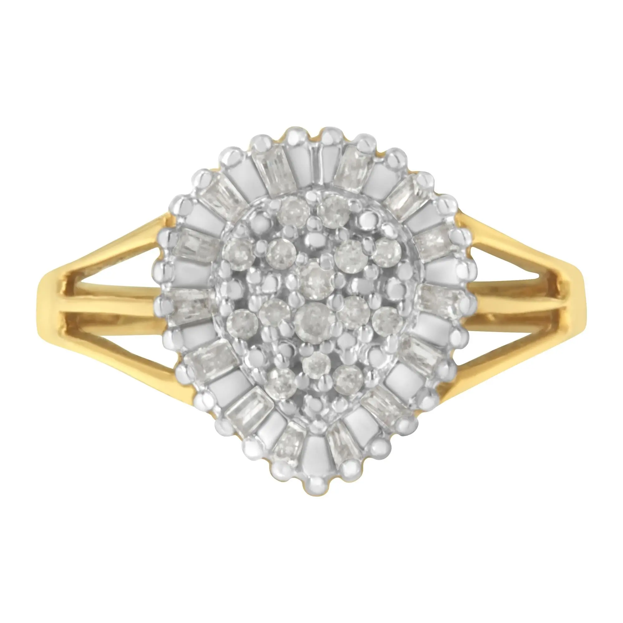 10K Yellow Gold Diamond Cocktail Ring (1/4 Cttw, I-J Color, I3