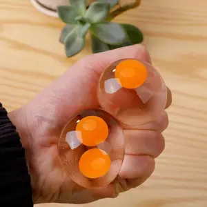 New Transparent Double Yolk Egg Squishy, Cute Simulation Squeeze Stress Relief Toy, Soft Anxiety Relief Fidget Ball for Kids & Students, Fun Relaxing Decompression Toy for School and Home, Perfect Ideal Children’s Day Gift Idea