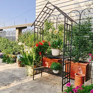 Bellemave Metal Garden Arch for Climbing Plants, Adjustable Width 68-94 Inches or with Gate/Planter/Bench, Rust-Proof Iron Frame, Black