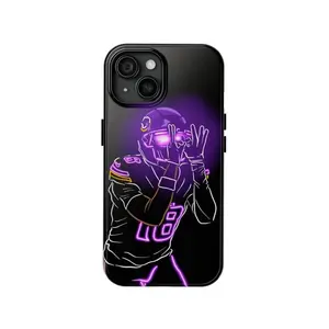 Justin Jefferson Neon Protective Tough Case Dual Layer Protection Phone Case for iPhone . for iPhone17 ProMax /16/15/14/13/12/11 Plus for Samsung phones, suitable for both men and women,  Perfect Gift for Women Men.A gift for the fans