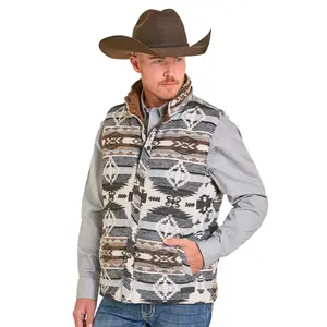 ROCK&ROLL MENS GREY MEN RRJAC AZTEC REVERSIBLE VEST  BM98C06716