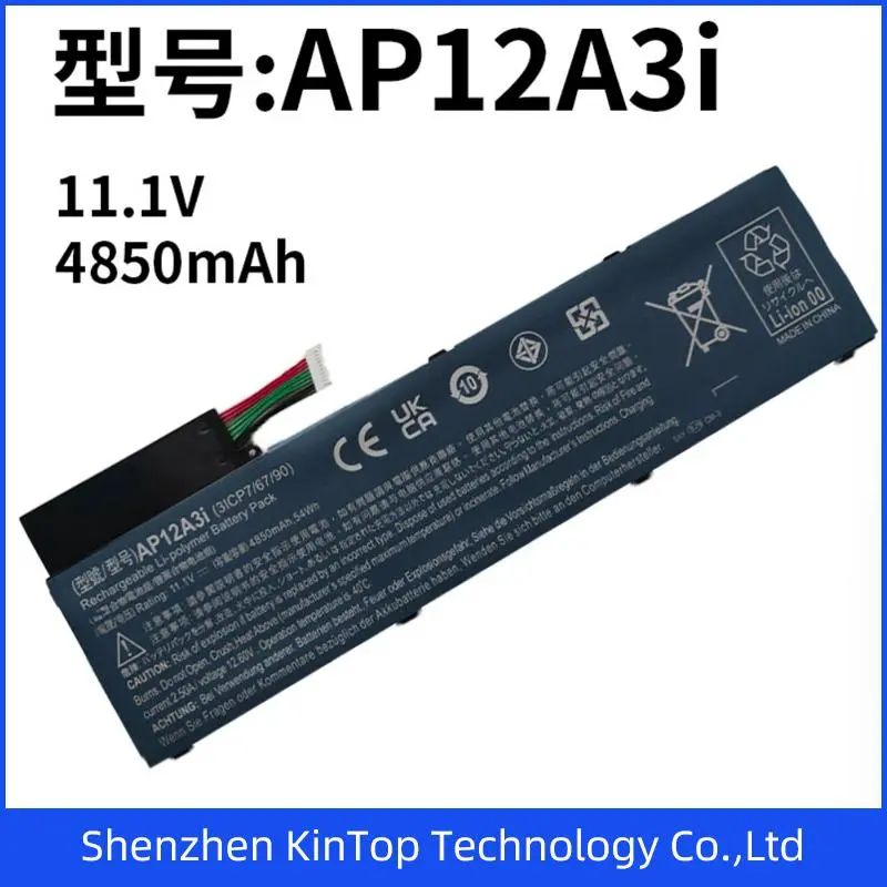 11.1V 4850mAh Ap12as3I Black Laptop Battery for Acer Ap12A3I M5 M3-581tg M5-481g Ma50 W700p Replacement Battery Li-ion Battery Notebook Battery