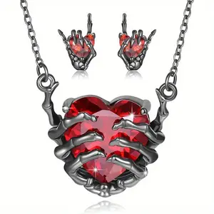 3pcs Gothic Halloween jewelry set is for women, featuring a necklace and earrings, along with exquisite jewelry accessories