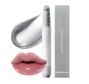 Nature Republic HONEY MELTING LIP PLUMPING (12 GRAY) SOFT LIP STICK Moody Plump Hydrating Gloss, Moisturizing balms, Volumizing formula,Nude & Sheer tint, Glowy Finish, korean make up