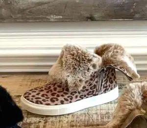Plush Fur Leopard Booties