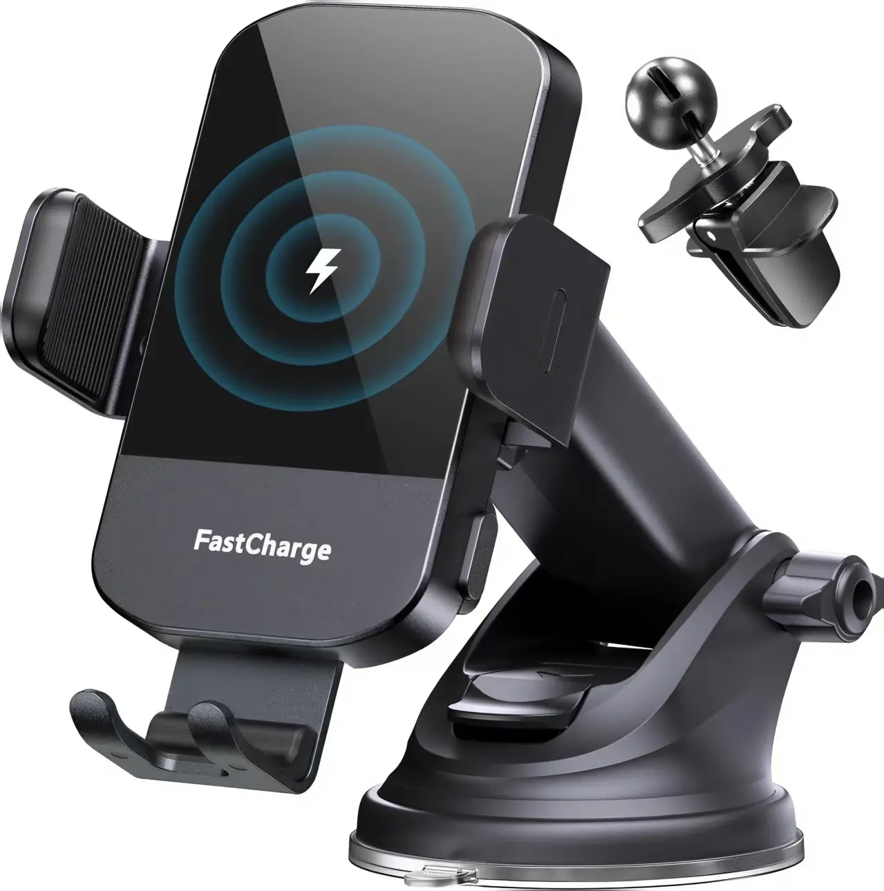 Wireless Car Charger Holder, CHGeek 15W Fast Charging Auto Clamping Car Charger Phone Mount fit for iPhones Samsung Galaxy etc Smartphone Cellphone Charging Mobile Electronic Adapter Device Foldable Mount