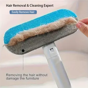 Upgraded Reusable Pet Hair Remover Brush – Extra-Long Handle Lint Cleaner for Dog & Cat Hair, Washable Multi-Surface Tool for Furniture, Bedding, Clothes & Car Interiors