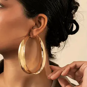 Luxurious Large Hoop Earrings - Copper Jewelry for Women, Elegant Simple Style, Autumn Fall Ear Decor, Dating Party Accessories, Hypoallergenic and Durable