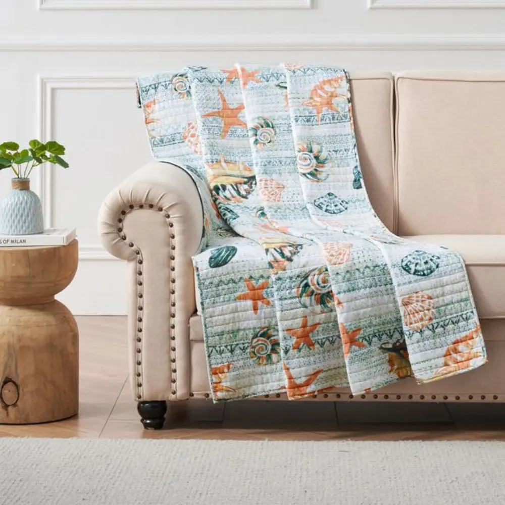 Greenland Home Fashions Kona Throw – 50"x60", Reversible, Cotton Face, Soft Fill, Machine Washable, Coastal-Inspired Accent Blanket