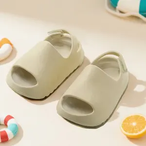 Lumubby Toddler Cloud Slides - Adjustable Strap, Breathable, Low Heel EVA Slip-On Sandals for Boys & Girls, Anti Slip, Lightweight, Soft Cushioned Casual Flip Flop Slippers for Indoor/Outdoor Bathroom Shower Use, Anti Slip Slippers