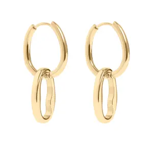 Interlocked Oval Hoop Earrings - Pair - 316L Stainless Steel