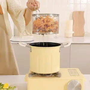 Multifunctional Small Deep Fryer with Filter Screen for Home Use Compact Efficient Cooking Solution with Handle