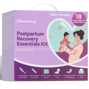 Postpartum Recovery Kit for Mom – Peri Bottle, Cooling Spray, Disposable Underwear, Pads, Hot & Cold Packs, Soothing Liners for Labor & Delivery Care