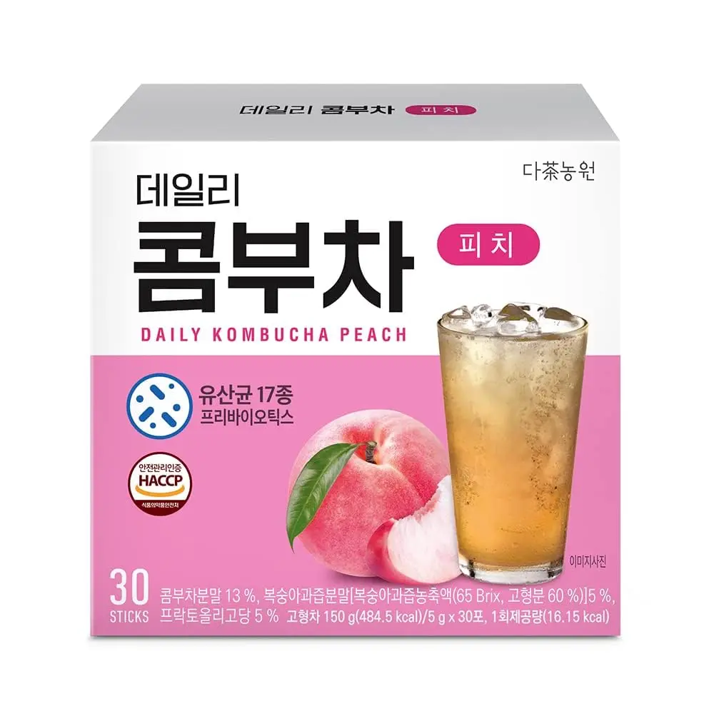 KAYFOOD Tea Garden Daily Kombucha Powder Tea Peach 5g x 30 sticks (150g/5.29oz) Sugar Free Diet Tea without Bottle