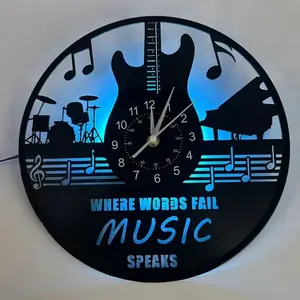 Music Theme LED Vinyl Wall Clock, Designed for Music Lovers, Adds Personality to Studio, Bedroom, Creative Indoor Spaces