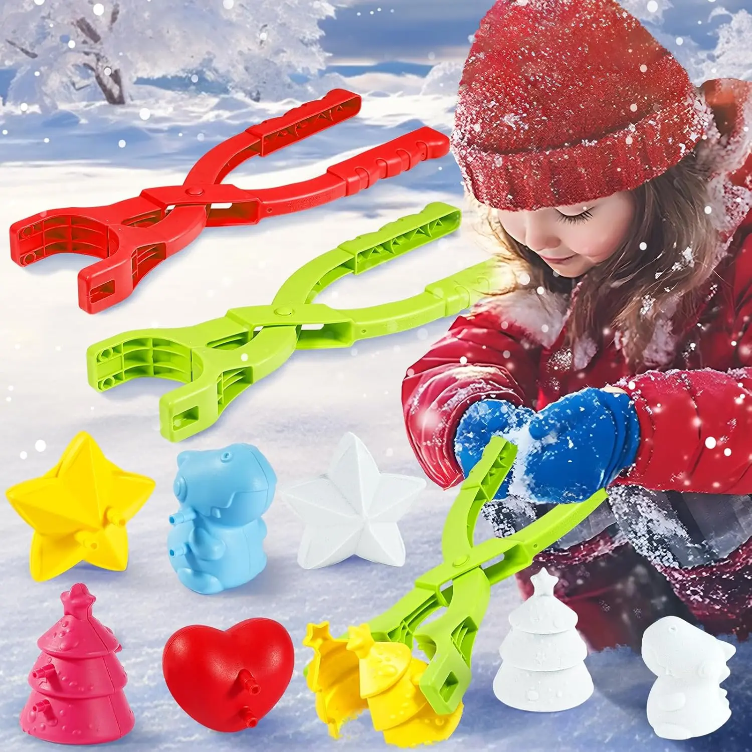 6 Pack Snowball Maker , Duck Snow Ball Makers Toys for  Ages 4-8, Winter Snow Outdoor Removable Snow Clip Toys Tool Kit for Birthday Christmas Stocking Stuffers Gifts