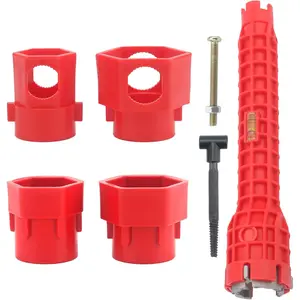 Multi-functional wrench sink wrench faucet tool for Kitchen Plumbing, Bathroom, Toilet wrench sink installer tool, Red
