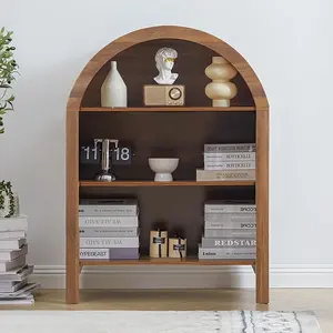 Giratree Freestanding Arched Bookcase, Modern 3-Tier Open Bookshelf, Low Short Bookshelf with Adjustable Shelves, Arched Storage Display Cabinet Organizer for Office, Living Room