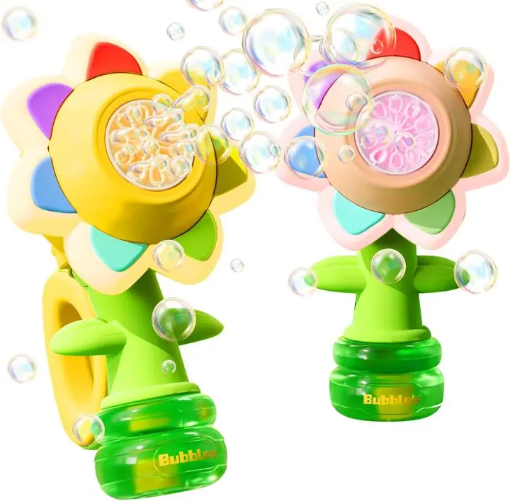 7-Color Flower Bubble Blaster Toy – Handheld Bubble Machine for Kids & Adults, High-Volume Bubbles for Indoor/Outdoor Play, Party Favors, Garden, Pool