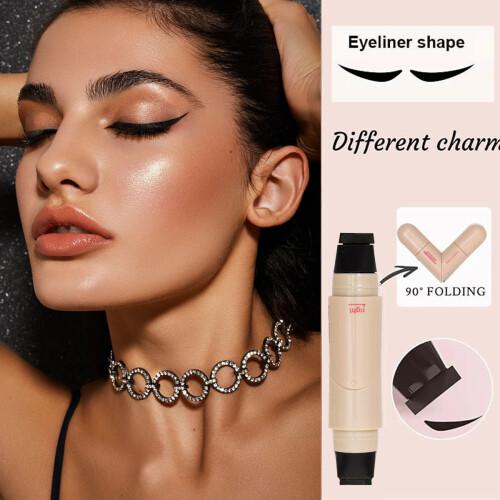 Eyeliner Stamp Upgraded Foldable Eyeliner Stamp for Perfect Wings, Waterproof Eyeliners Tool, Smudge Proof Eyeliners Pen for Beginners
