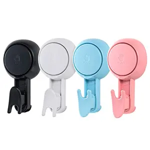 4Pack strong suction cup hook, non drilling wall mounted towel rack, kitchen hook, reusable, no drilling required, 360 ° rotation, shower hook, towel rack kitchen suction cup hook, suitable for bathrooms, walls, bathrobes, outerwear, practical hooks
