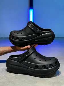 1 Pair Couple Two-Wear Minimalist Versatile Clogs | Sweet & Cool Street Style | Breathable Hollow Out + Heightening Thick Sole + Comfy Fit | Suitable for Lazy Outfits, Seaside Vacation & Daily Streetwear Footwear