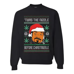 Snoop 'Twas The Nizzle Before Christmizzle Ugly Christmas Sweater Unisex Crewneck Graphic Sweatshirt