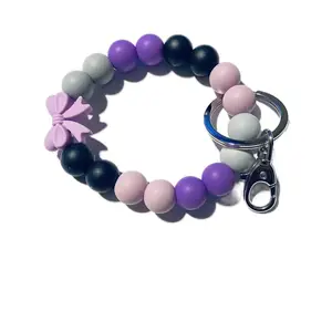Purple Bow wristlet keychain