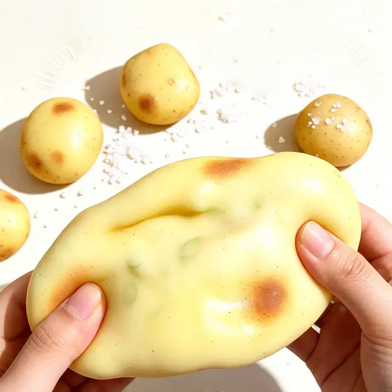[CrunchSpud] ASMR Sound Crunchy Squishies, Small Size Potato-Shaped Stress Relief Fidget Toy - Handmade DIY Squeeze Toy, Diy Squishy