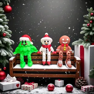 Mini Christmas Shelf Buddies 3D Printed Home Decor Featuring Green, White, and Gingerbread Characters for Festive Decorations