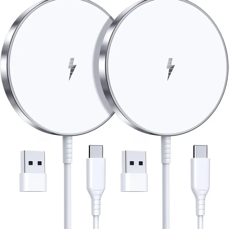 OANDYS 2-Pack 15W Magnetic Fast Charging Cordless Charger - MagSafe Compatible, Auto Align Snap, USB-A, for iPhone 16/15/14, AirPods, iPad