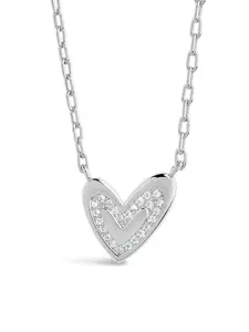 Sterling Silver Mabel CZ Heart Pendant Necklace