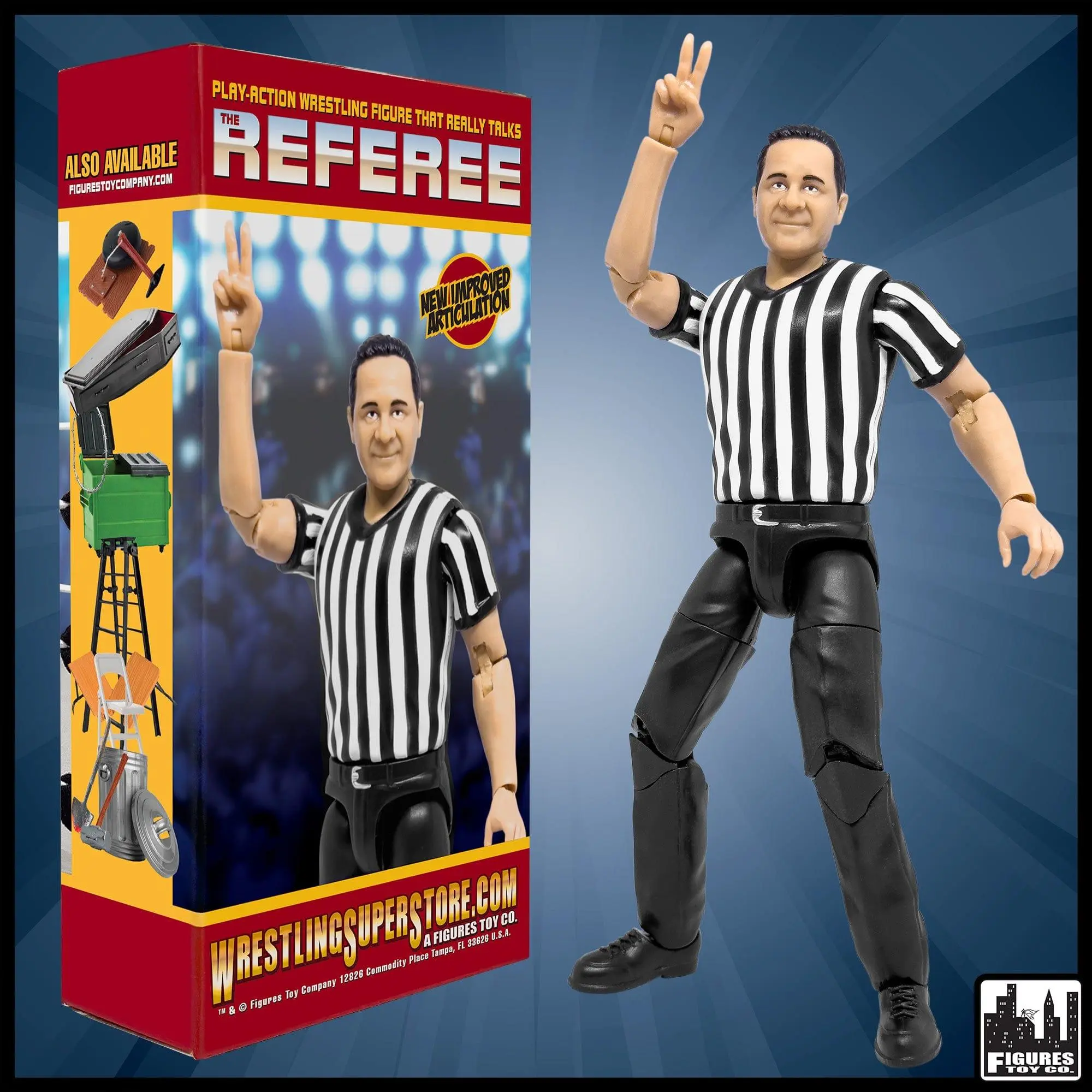 Ultimate 3 Counting & Talking Wrestling Referee Figure for WWE & AEW Figures