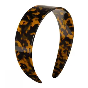 Tortoise Shell Headbands for Women Girls Non Slip 1.5in Wide Tortoise Headband with Teeth Bendable Acetate Plastic Hairband French Retro Leopard Hair Accessories