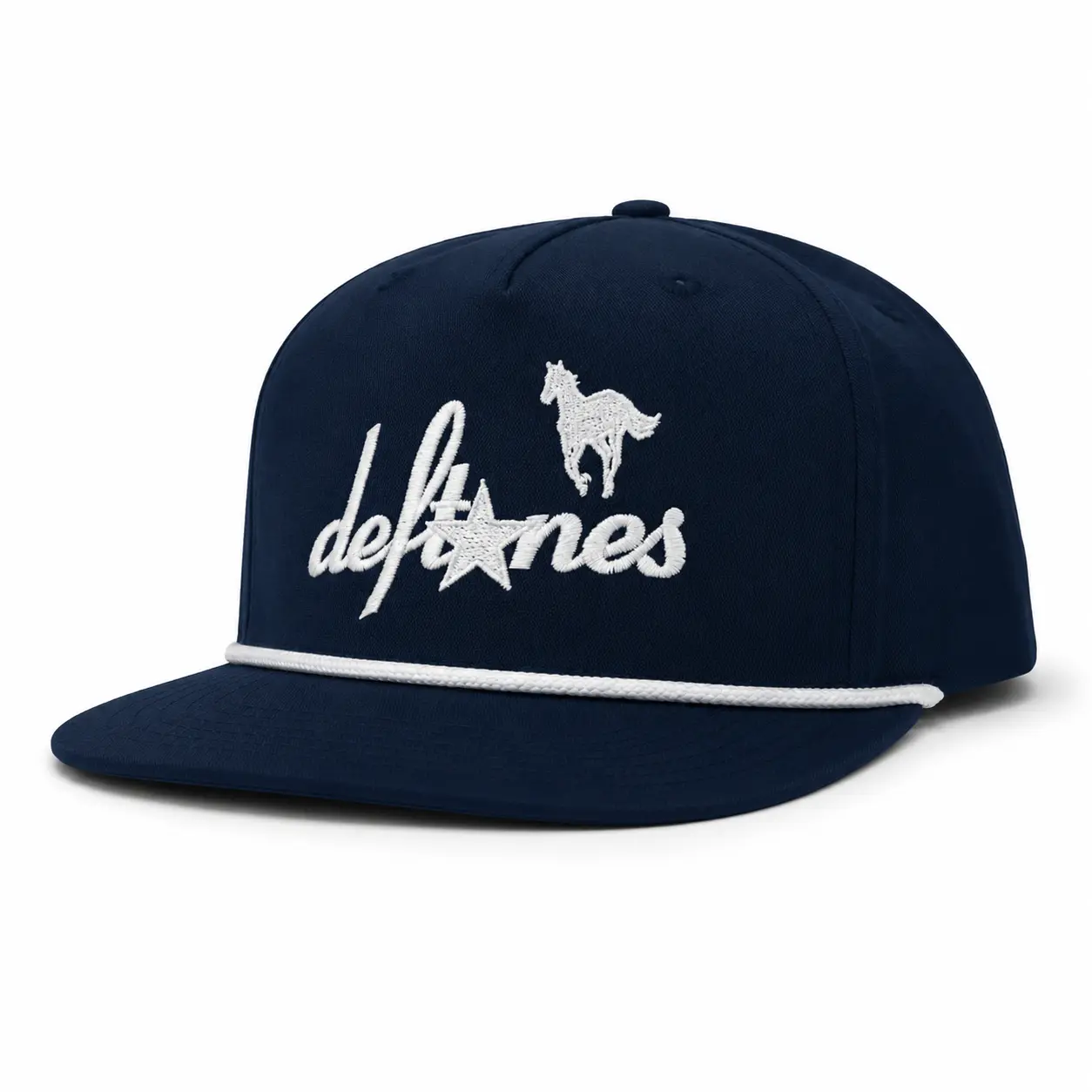 White Pony Snapback, Custom Embroidered Rock Band Hat, Breathable Adjustable.