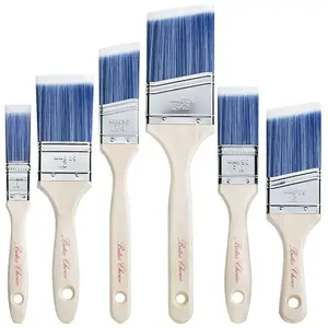 Bates- Paint Brushes, 6 Pack, Treated Wood Handle, Paint Brushes for Walls, Stain, Furniture