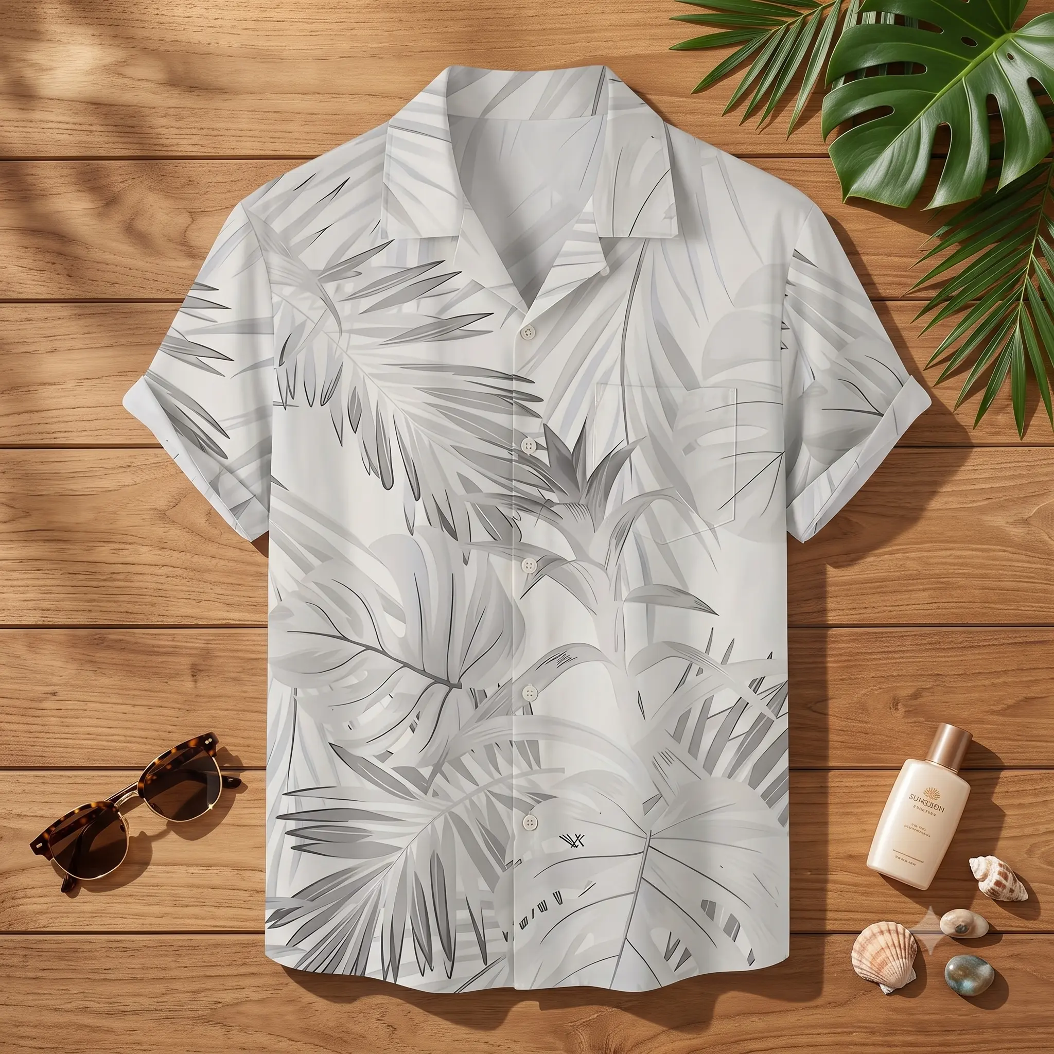 Men's Hawaiian Floral Short Sleeve Shirt with Pocket | Summer Vacation Resort Aesthetic | Tropical Beach Button Down