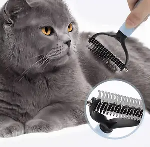 Professional Pet Detangling Comb for Dogs Grooming Tool Double-Row Stainless Steel for Long Coat Care & Matted Hair Removal Pain Free Essential Grooming Supply