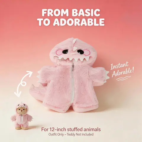 TEDDY HUGGY Outfit Only - Unisex Versatile Options Mix & Match Clothes for 12-in Bears, Stuffed Animal Apparel, Doll Accessories, Ages 12+, Easy to Use, Gift-Ready Plush Accessory